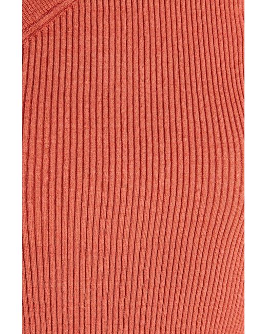 Jacquemus Red Maille One-shoulder Ribbed Linen-blend Top