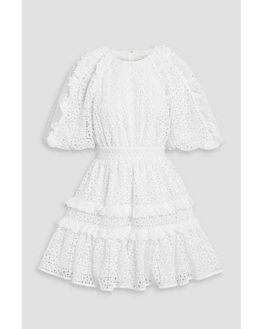 Aje. White Aveline Ruffled Broderie Anglaise Mini Dress
