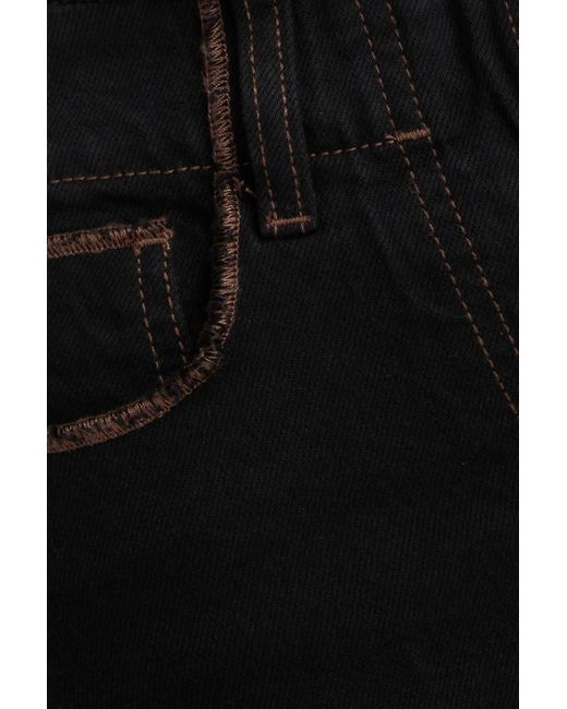 Jacquemus Black Linon hoch sitzende cropped bootcut-jeans mit fransen
