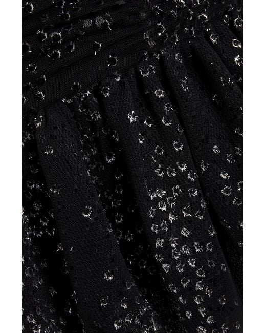 Maje Roxanne Flocked Ruffled Tulle Mini Dress in Black | Lyst
