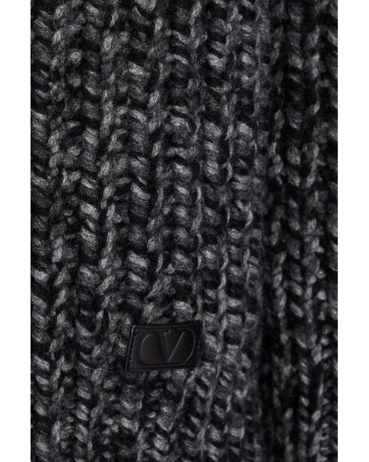 Valentino Garavani Black Ribbed Wool And Cashmere-blend Sweater