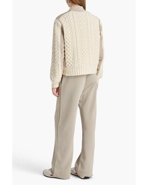 Rag & Bone Natural Ston bomberjacke aus einer baumwollmischung mit zopfstrickmuster und shell-einsätzen
