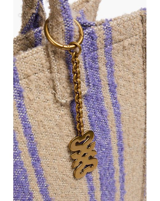 Sandro Purple Gestreifte tote bag aus bouclé-tweed mit fransen