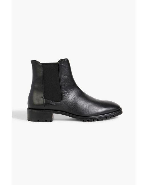 Stuart Weitzman Black Laine Leather Chelsea Boots