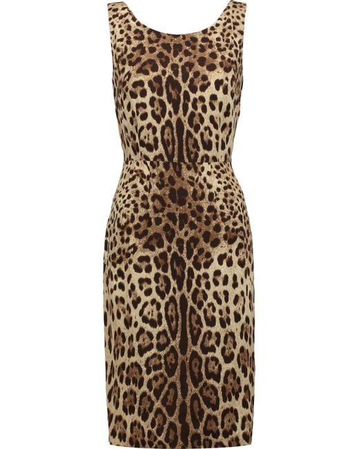 Dolce & gabbana Leopardprint Crepe Dress in Brown - Save 51% | Lyst