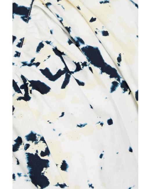 3.1 Phillip Lim White Belted Pleated Printed Cotton-poplin Midi Dress