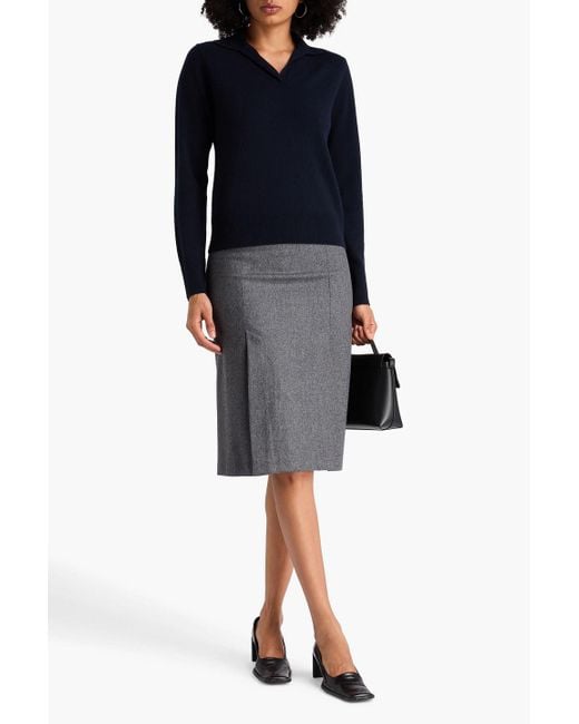 Vince Blue Wool And Cashmere-Blend Polo Sweater