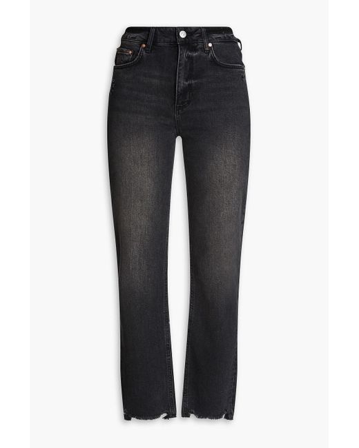 PAIGE Black Stell Faded High-rise Straight-leg Jeans