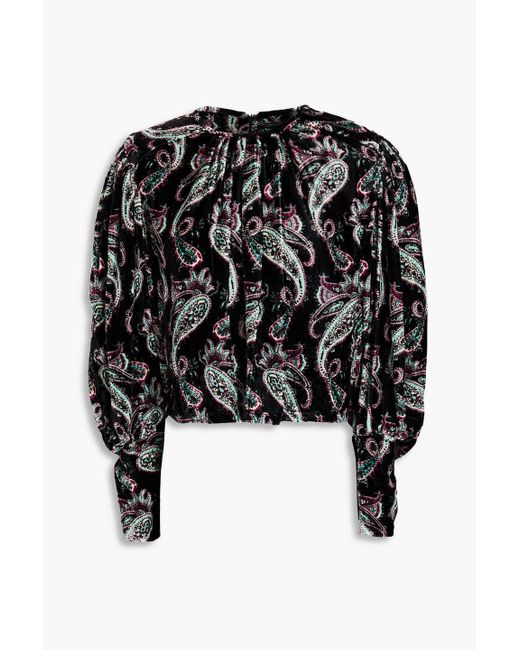 Isabel Marant Black Miameline Paisley-print Velvet Blouse