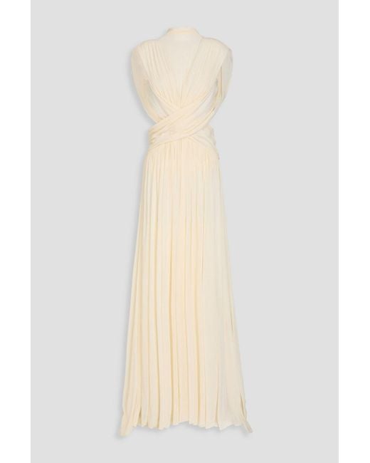 Philosophy Di Lorenzo Serafini White Open-back Twisted Mesh Maxi Dress