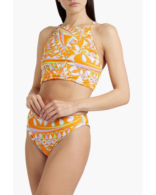 Emilio Pucci Yellow Printed Bikini Top