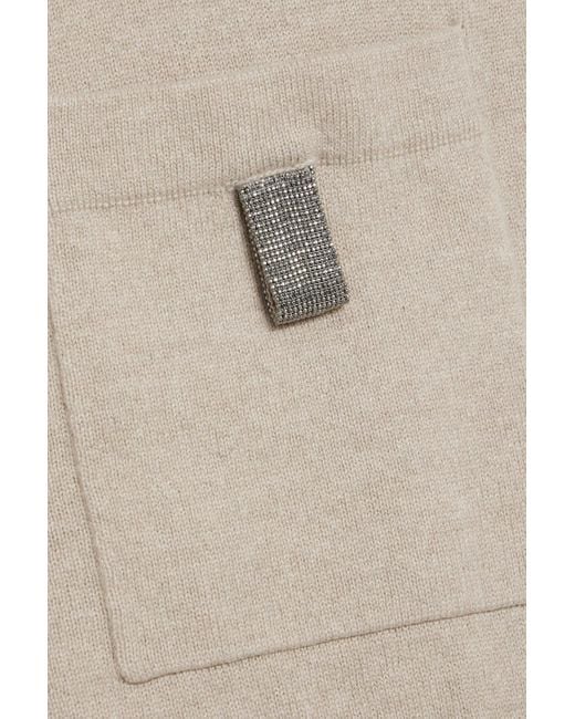 Brunello Cucinelli White Bead-Embellished Cashmere Sweater