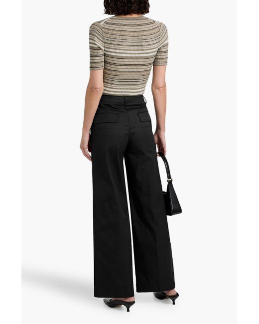 Theory Natural Striped Ribbed Merino Wool Top