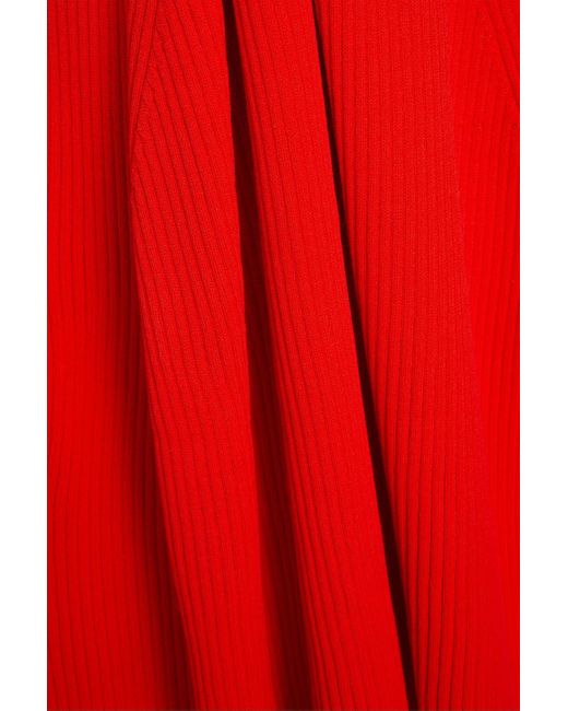 A.W.A.K.E. MODE Red Cutout Ribbed-knit Midi Dress