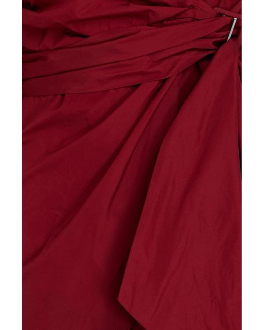RED Valentino Red Ruched Taffeta Mini Wrap Dress
