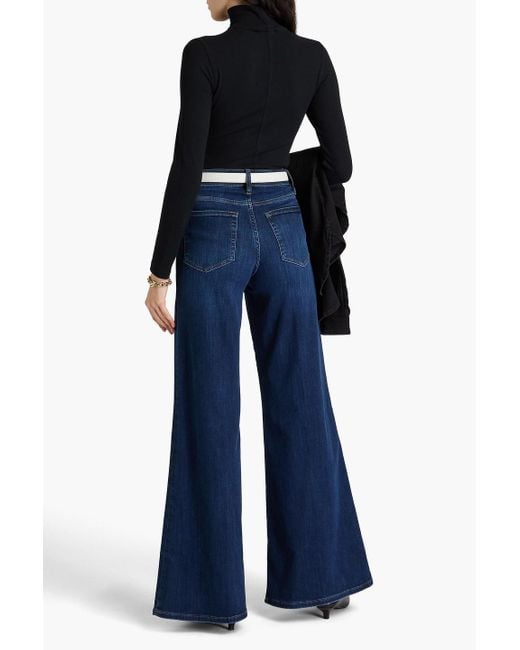 FRAME Black Ribbed Modal-Blend Jersey Turtleneck Top