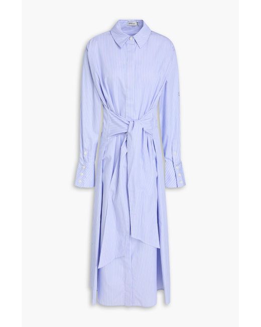 Jonathan Simkhai Blue Augustina Striped Cotton-Poplin Midi Shirt Dress