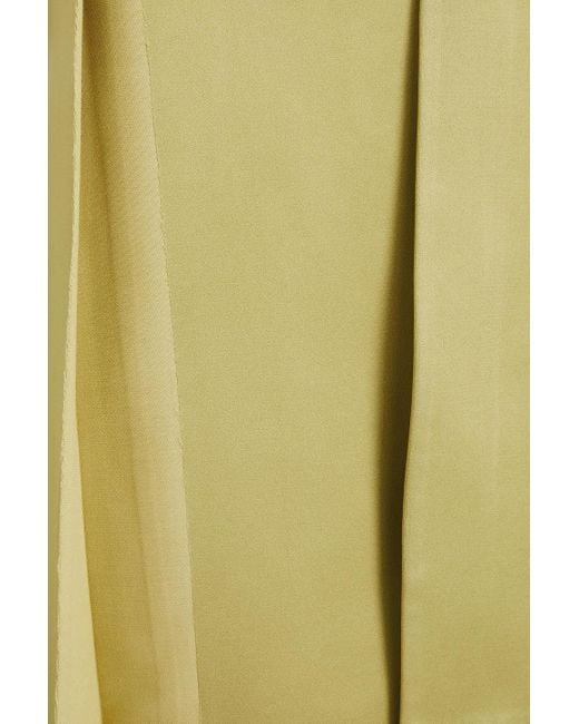 Victoria Beckham Yellow Tweed-paneled Satin-crepe Coat