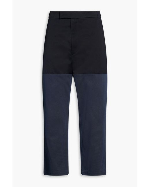 Thom Browne Blue Two-Tone Cotton-Gabardine Pants for men
