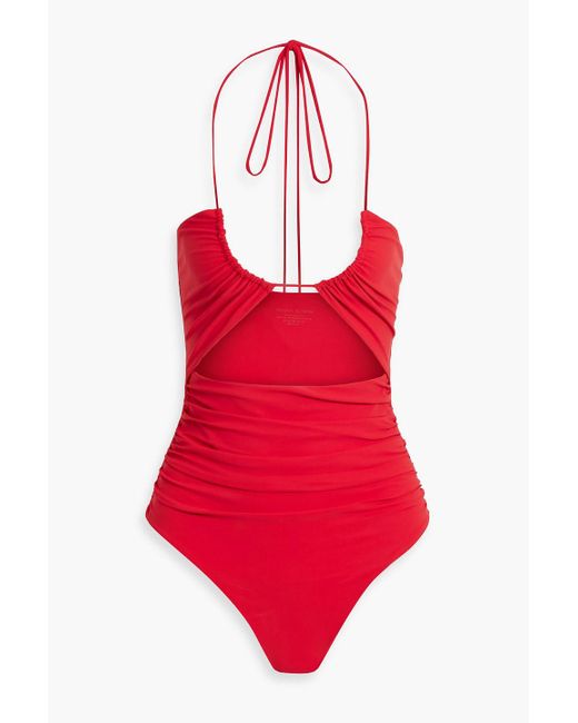Magda Butrym Red Cutout Halterneck Swimsuit