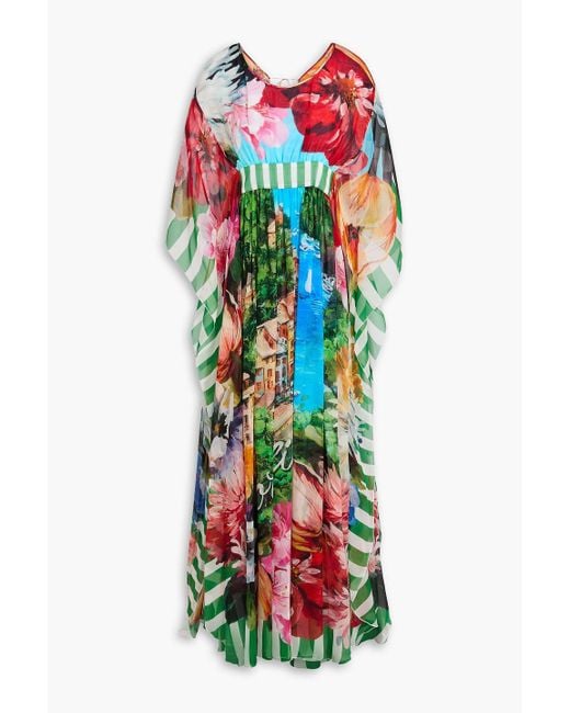 Dolce & Gabbana White Printed Silk-chiffon Maxi Dress