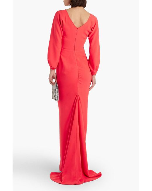 Rhea Costa Red Robe aus crêpe mit raffung und wickeleffekt