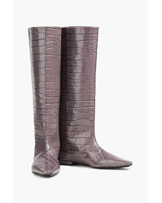 Loulou de Saison Brown Ellie Croc-Effect Leather Boots