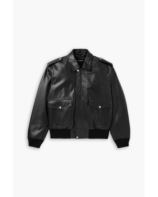 Dolce & Gabbana Black Leather Jacket for men