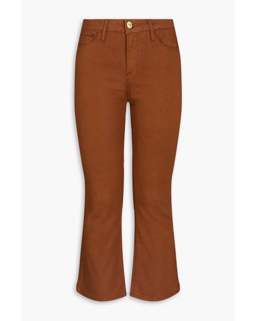 FRAME Brown Le Crop Mini Boot Coated High-Rise Bootcut Jeans