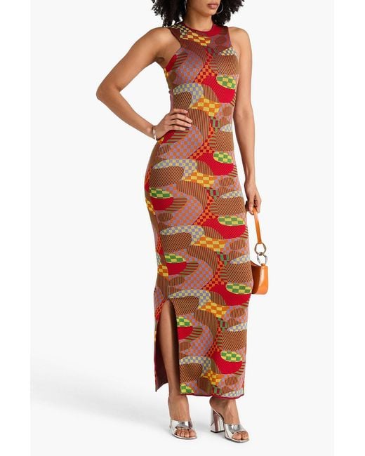 Emilio Pucci White Intarsia-Knit Maxi Dress