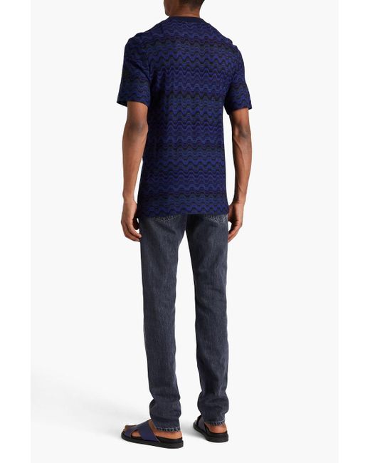 Missoni Blue Crochet-knit T-shirt for men