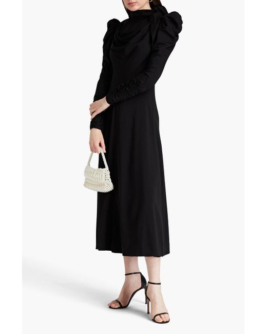 Zimmermann Black Ruched Silk-blend Twill Maxi Dress