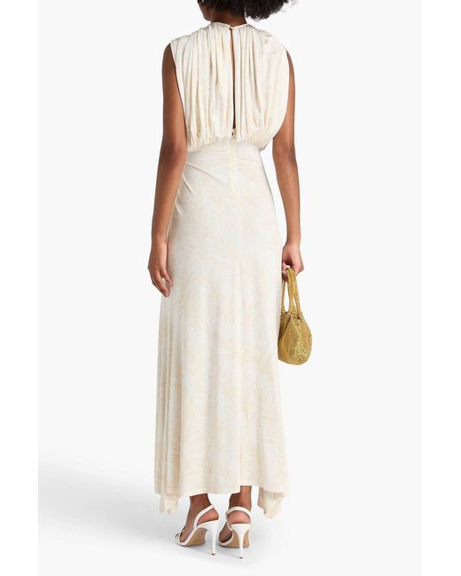 Rabanne White Printed Jersey Maxi Dress