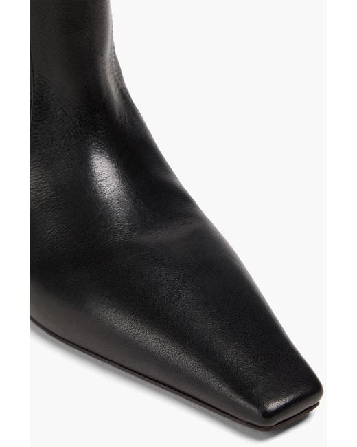 Brunello Cucinelli Black Bead-Embellished Leather Ankle Boots