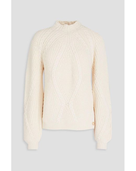 Maje Natural Cable-knit Turtleneck Sweater