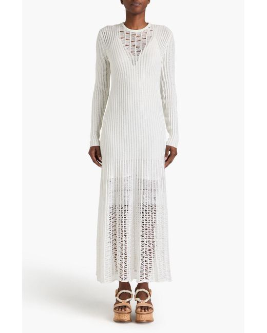 Gabriela Hearst White Maia Open-knit Silk Maxi Dress