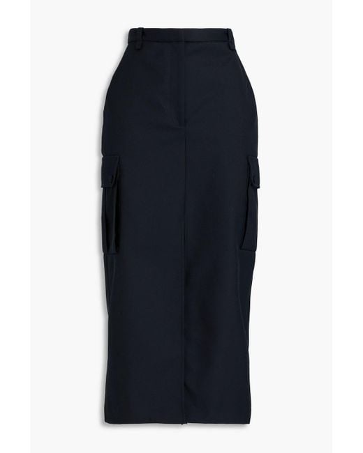 Sandro Blue Twill Midi Skirt