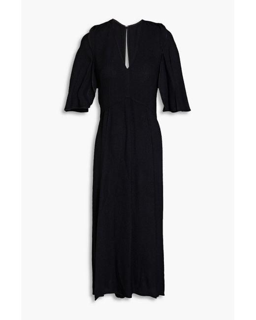 Victoria Beckham Black Cold-shoulder Cutout Crepe Midi Dress