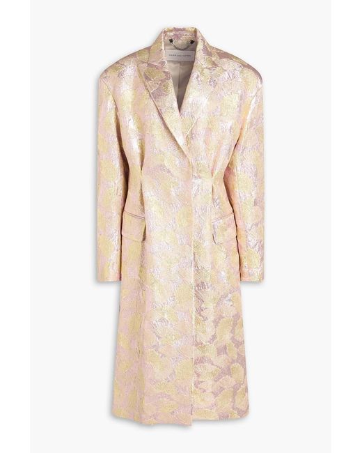 Dries Van Noten Natural Wool-Blend Brocade Coat
