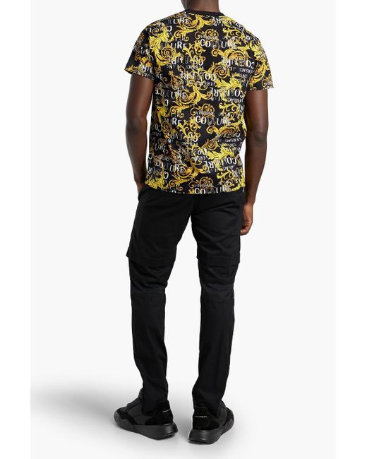 Versace Yellow Printed Cotton-jersey T-shirt for men