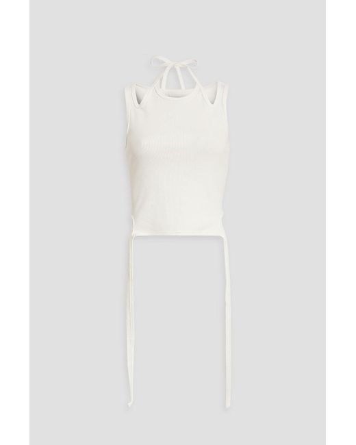 Dion Lee White Draped Ribbed Stretch-cotton Jersey Tank