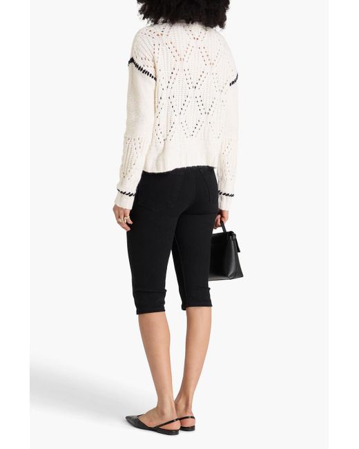 Autumn Cashmere Natural Pointelle-Knit Cashmere Cardigan