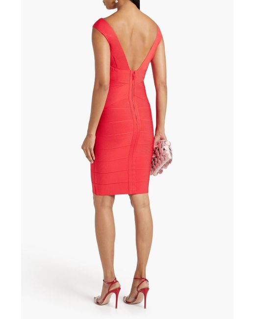 Herve Leger Scarlett Coral Poppy V neck bandage red dress in XXS. New with  Tags | eBay