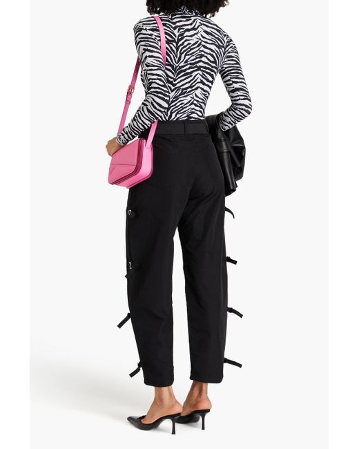 Wandler Black Chamomile Embellished Shell Tapered Pants