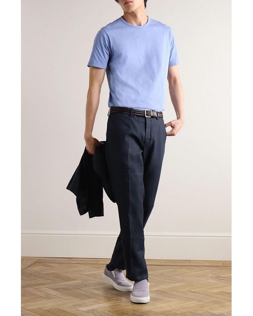 Mr P. Blue Philip Linen-Twill Suit Pants for men
