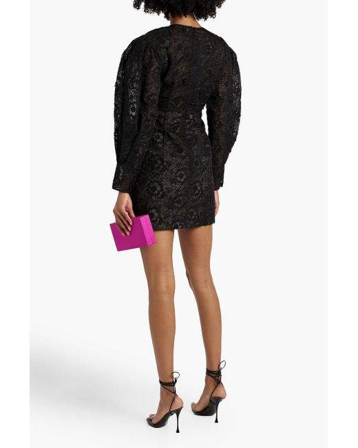 Zac Posen Black Cutout Cotton-blend Guipure Lace Mini Dress