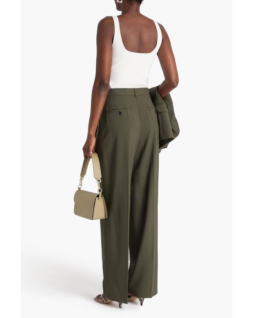 Theory Green Wool-blend Straight-leg Pants