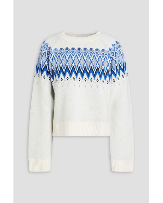 Rabanne Blue Metallic Fair Isle Wool-blend Sweater