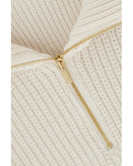 Jacquemus Natural Risoul Cropped Layered Ribbed Merino Wool Sweater