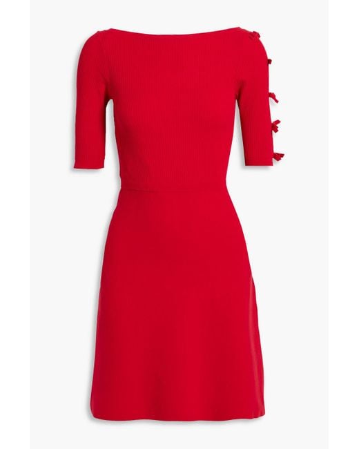 RED Valentino Red Bow-detailed Knitted Mini Dress